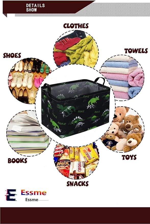 Essme Rectangular Dinosaur Basket, Dinosaur Bins - Image 5