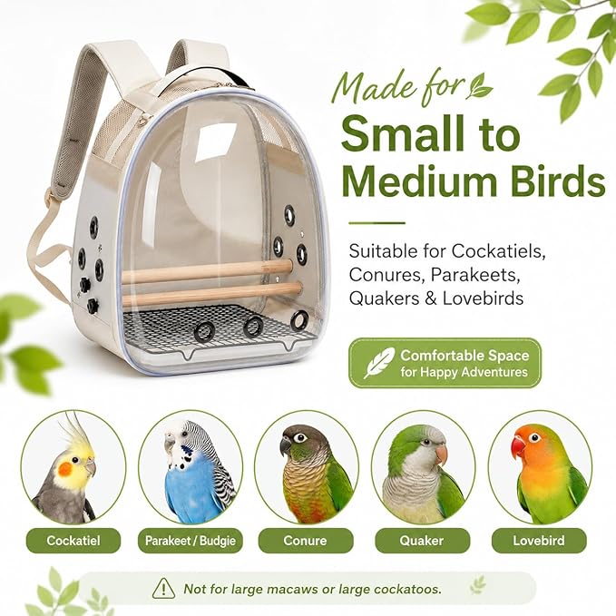 Bird Carrier Backpack for Small Medium Birds, Bird Travel Cage - Image 8