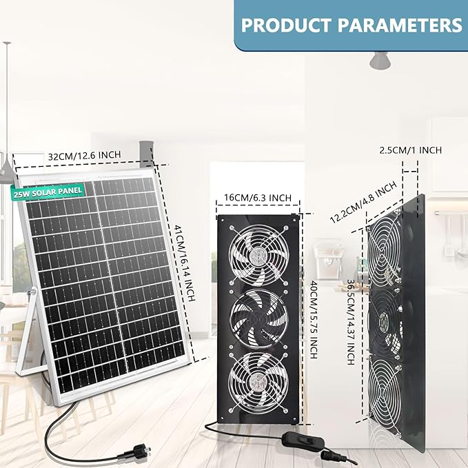 Solar Exhaust Fan, 25W Solar Panel - Image 9