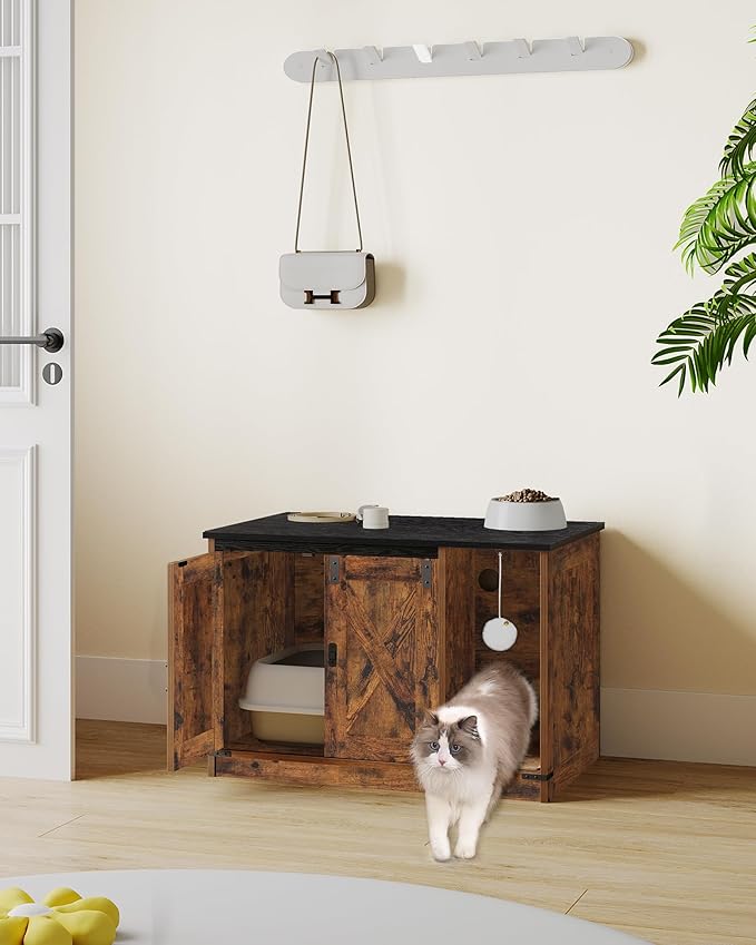 Hzuaneri Cat Litter Box Enclosure, Hidden Litter Box Cabinet Furniture - Image 9