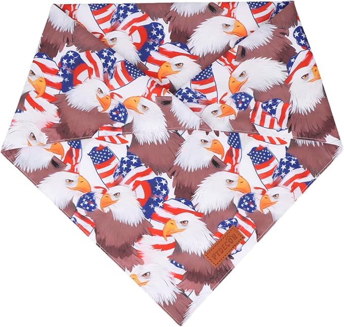 PTDECOR American Flag Dog Bandana Reversible Triangle Patriotic Pet Scarf 4th - Image 6