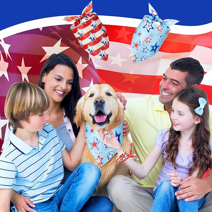 Preboun 50 Pcs Patriotic Dog Bandanas Bulk 4th of July Bandanas - Image 7