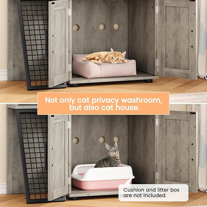 Garvee Dog Proof Cat Feeding Station, Cat Litter Box Enclosure Furniture - Image 7