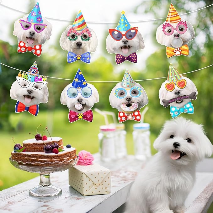 Maltese Birthday Garland — Photographic Maltese Faces Birthday Banner, Funny - Image 5