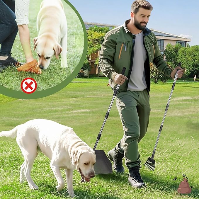 T2Y Pooper Scooper, Long Handle Dog Pooper Scooper, Adjustable Stainless Steel - Image 6