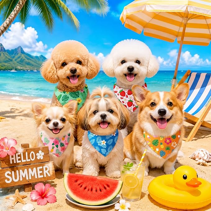 50 Pcs Summer Theme Dog Bandanas Bulk Tropical Bandanas - Image 6