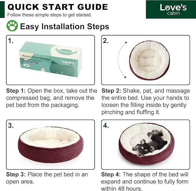 Love's cabin Round Donut Cat and Dog Cushion Bed, 24in Pet Bed - Image 8