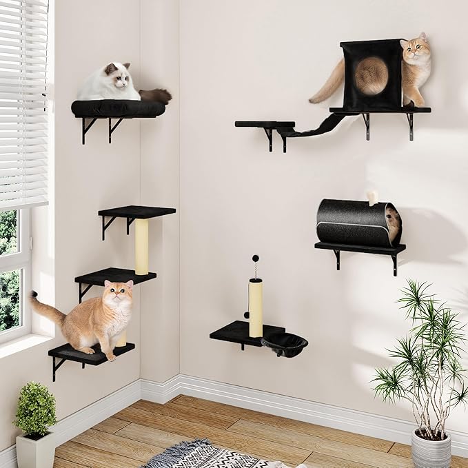 7-in-1 Cat Wall Shelves, Cat Climbing Wall Systems, Space-Saving Wall Mounted - Image 7