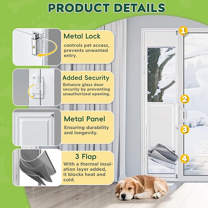 3 Flap Large Dog Door for Sliding Glass Door, Openable Pet Door for Sliding - Image 6