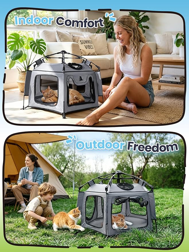 Medium Cat Catio Outdoor Cat Enclosure, 35.4" Pop-Up Catio - Image 8