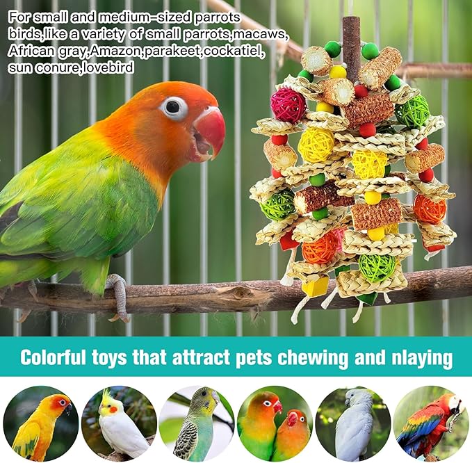 Parrot Chew Toy, Natural Material Bird Foraging Toy - Image 7