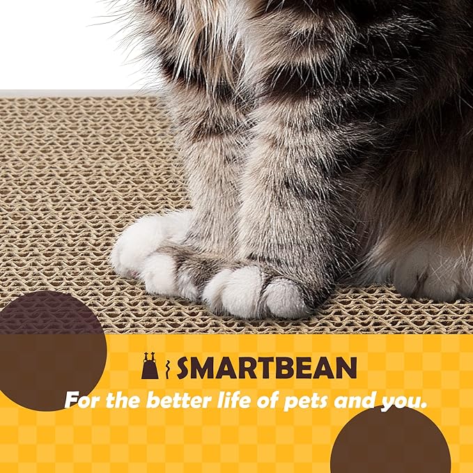 Smartbean Cat Scratcher, 17.3"L x 7.9"W x 4.7"H, Reversible Design - Image 7
