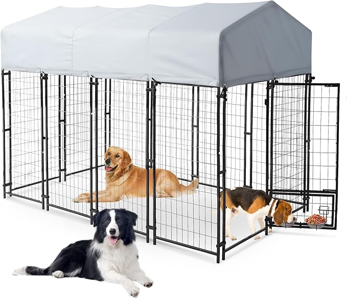 8x4x6 FT Outdoor Dog Kennels for Large Dogs, Heavy Duty Welded Wire Steel - Image 7