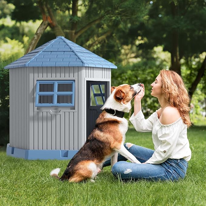 Vixzen Large Outdoor Dog House, Durable Water Resistant Resin Dog House - Image 7
