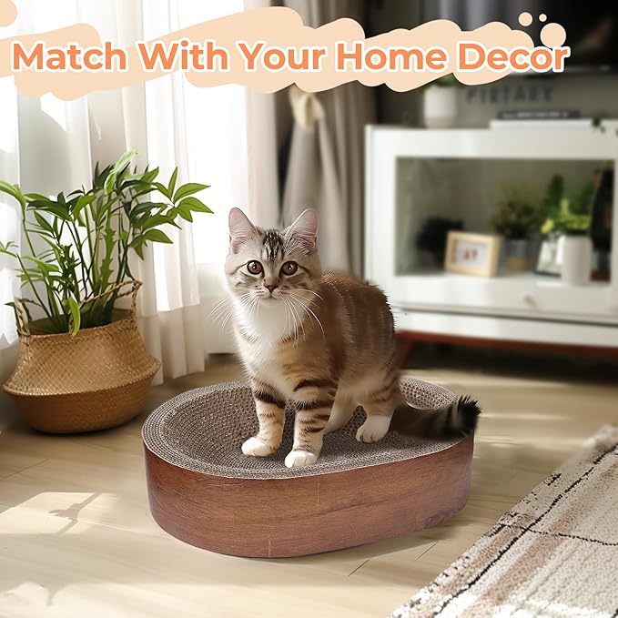 ComSaf Cat Scratcher Bed, Durable Cat Scratching Board, Oval Cat Scratch Pad - Image 8