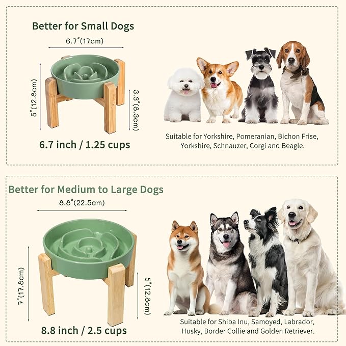 Elevated Slow Feeder Dog Bowl Large Breed, 8.8 Inch Ceramic Slow Eating Bowl - Image 7