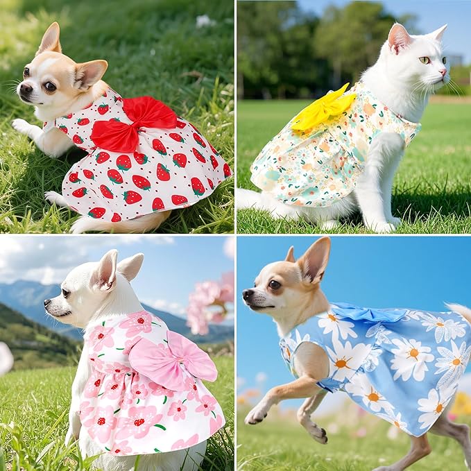 choyaxo 4pcs Cute Dog Dress Pet Dress Puppy Skirt Summer Pet Clothes - Image 4