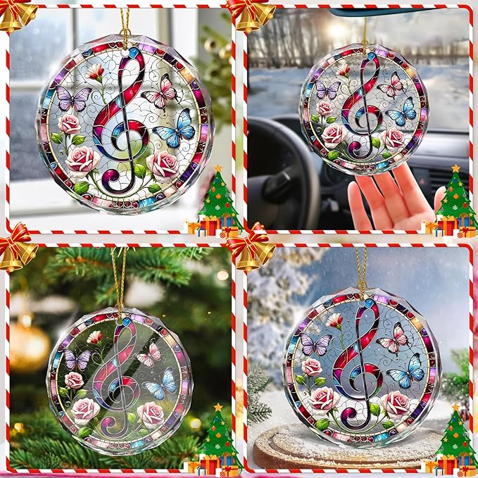 Musical Note Stained Glass Ornament, Christmas Ornament, Christmas Decorations - Image 6