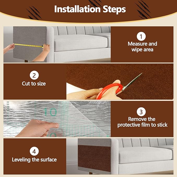 Cat Scratch Furniture Protector, 78.7"x15.8" Self Adhesive Cat Scratch Mat Pad - Image 7