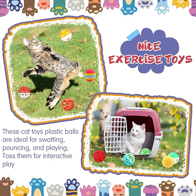 Hungdao 100 Pcs Cat Toys Bulk Plastic Small Crinkle Ball Assorted Cat Balls - Image 7