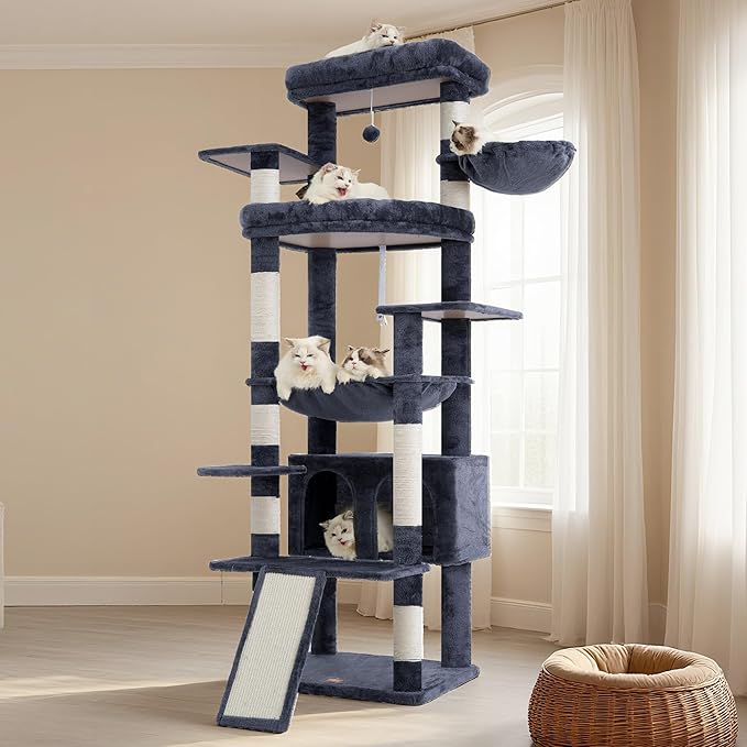 Heybly Tall Cat Tree for Large Cat, 80-inch Multi-Level Cat Tower for Indoor - Image 9