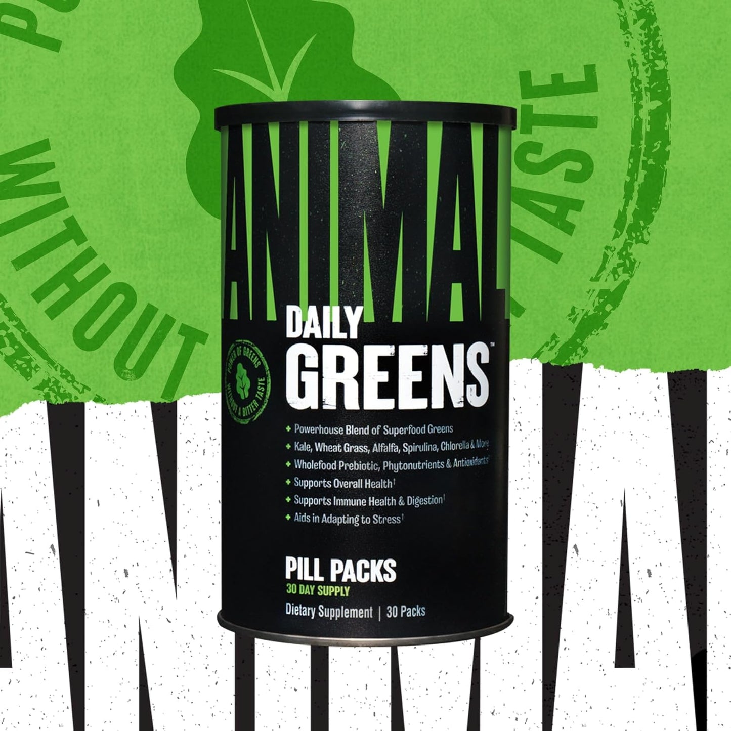 Animal Daily Greens Pill Packs - Kale, Wheat Grass, Alfalfa & More - Convenient Prebiotic and Probiotic Superfood Blend for Superior Digestion, Gut Health, and Immunity For Men & Women - 30 Day Supply