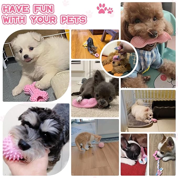 Petcare 6 Pack Puppy Chew Toys for Teething Cute Pink Puppy Toys Small Dog Toys - Image 8
