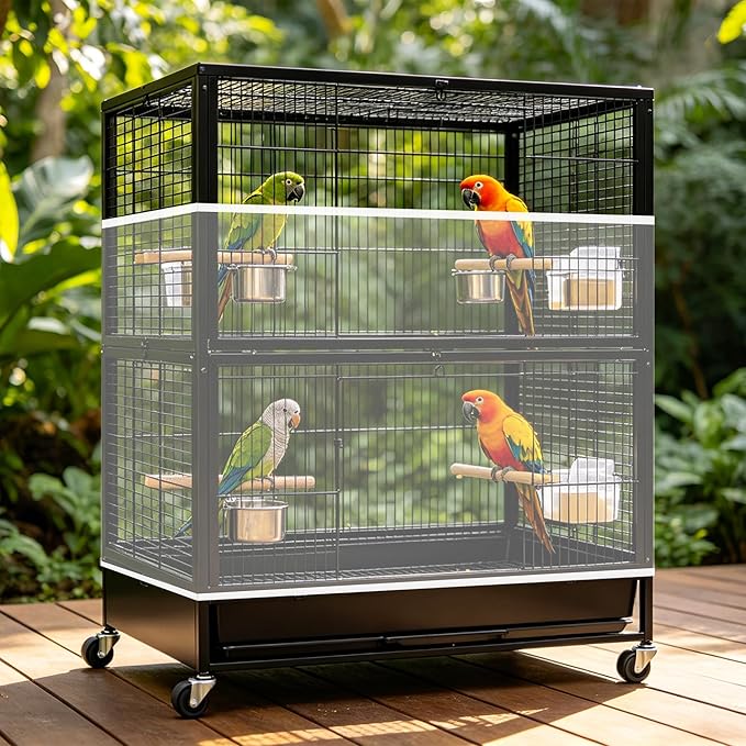 Bird Cage Cover, Circumference 40-68 inches Bird Cage Seed Catcher, Adjustable - Image 7