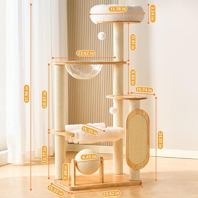 HITTITE Solid Wood Cat Tree Tower - Image 9