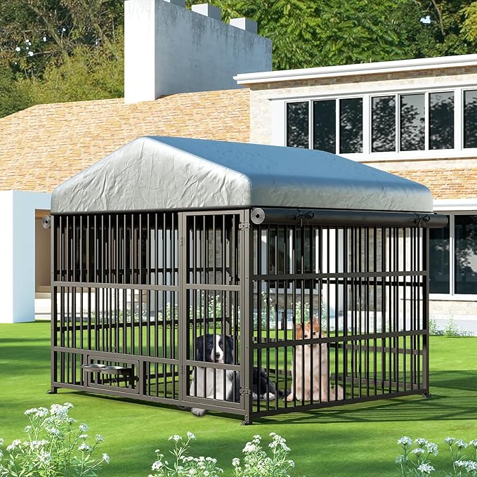 HOOBRO Dog Kennel Outdoor with Cover, 6.6 x 6.6 x 6.4 ft Dog Kennel Outside - Image 9