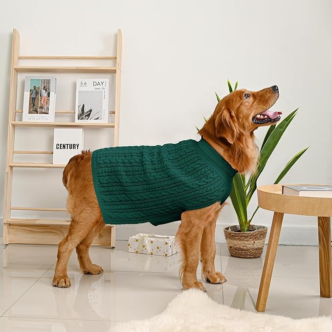 2 Pack Dog Sweaters for Large Dogs Winter Turtleneck Pullover Cable Knit Fleece - Image 7