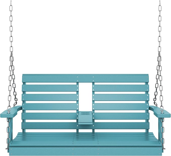 KINGYES Outdoor Hanging Porch Swing, 2 Seat Patio Swing Recliner - Image 9