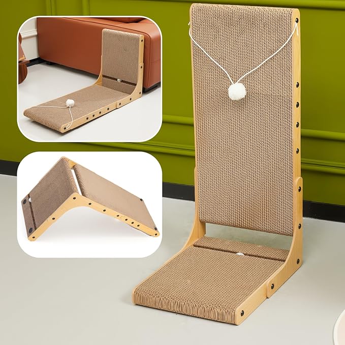 27.6 Inch Reinforced Cat Scratcher, L-Shaped Wall Mount Scratching Post - Image 9