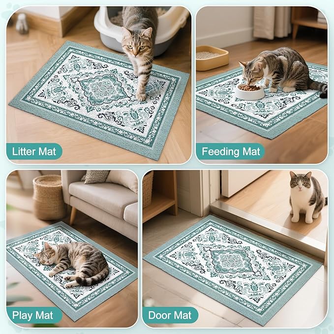 Unicorn Catcher Cat Litter Mat 33" x 22" Non-Slip Litter Box Mat Washable - Image 7
