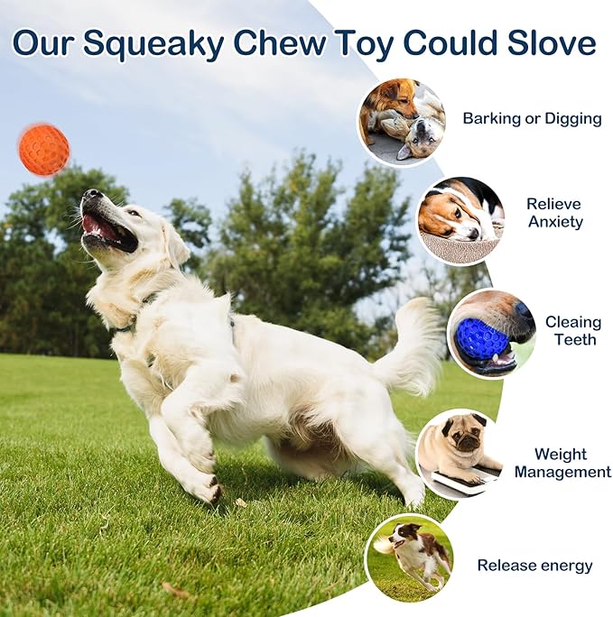2 Pack Indestructible Squeaky Dog Balls, Cleans Teeth, Relieves Anxiety - Image 5