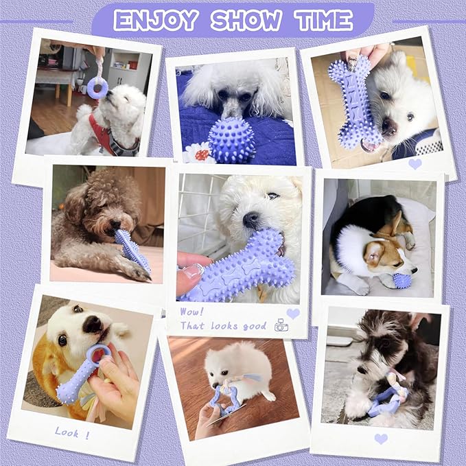 Petcare 6 Pack Puppy Teething Toys, Cute Purple Small Dog Chew Toys - Image 8