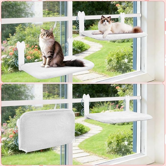2 Pack Cat Window Perch, Cat Window Hammock Cordless Foldable Window Bed - Image 8