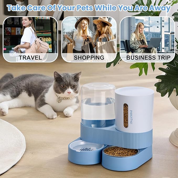 2 Pack Automatic Cat Feeder Stainless Steel Water Dispenser Gravity Food Feeder - Image 7