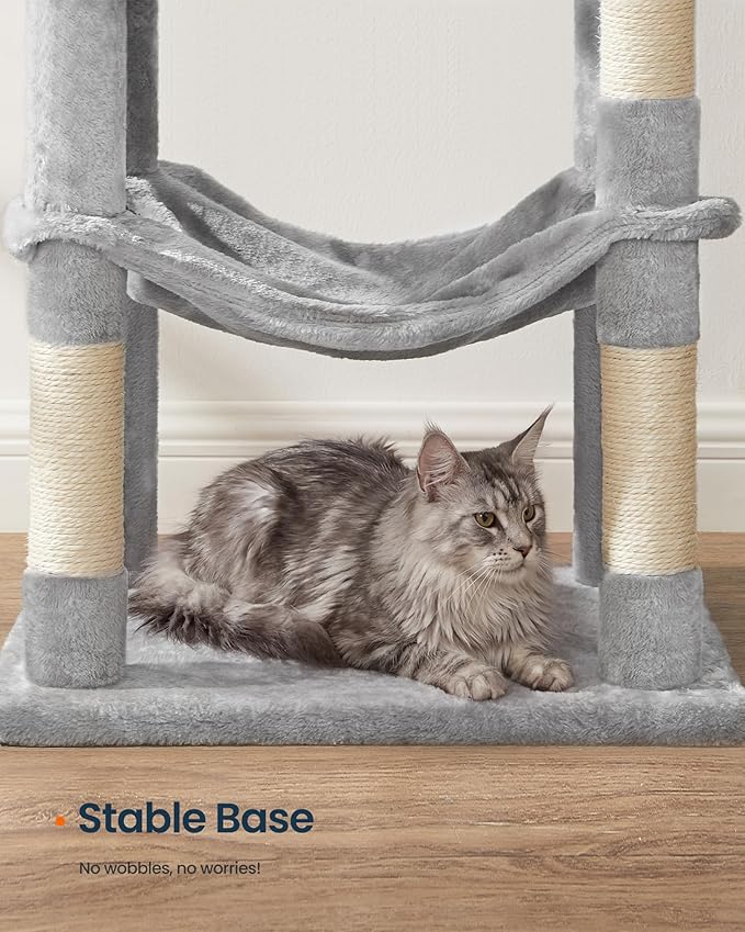 SONGMICS HOME Cat Tree for Indoor Cats, Hammock and Condo, Light Gray - Image 9
