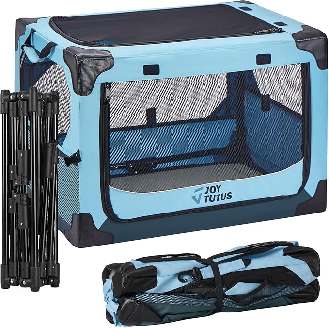 JOYTUTUS 26 Inch Collapsible Dog Crate, Steel Frame 8-Bar Foldable Soft Kennel - Image 7