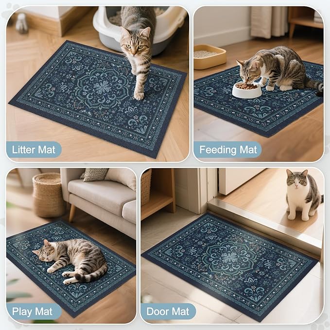 Unicorn Catcher Cat Litter Mat 33" x 22" Non-Slip Litter Box Mat Washable - Image 7