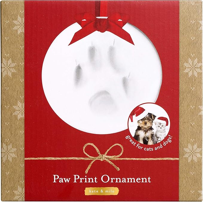 Kate & Milo Holiday Pawprints Christmas Ornament, DIY No Mess Clay Pawprint - Image 9