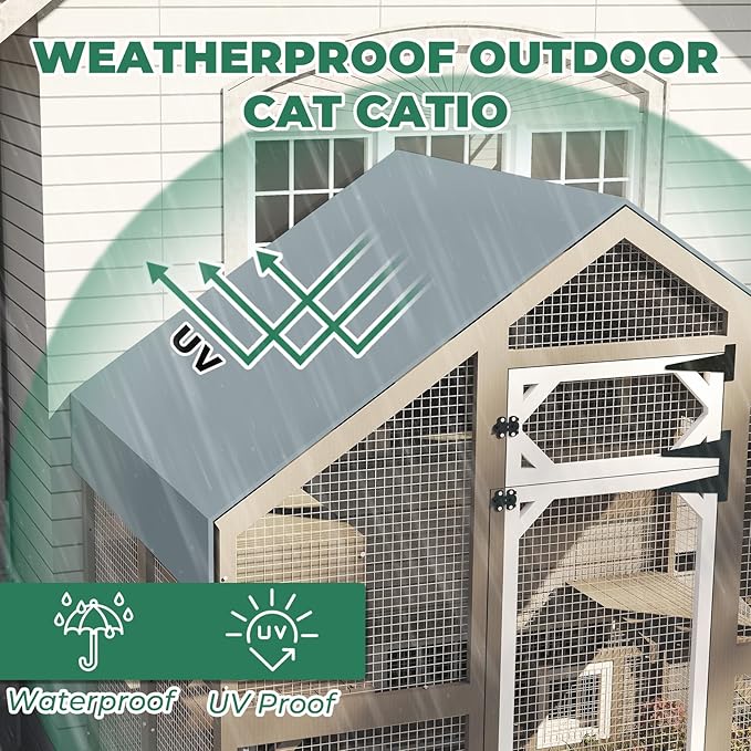 71" H Catio Outdoor Cat Enclosure Weatherproof, Large Walk-in Catio Cat Patio - Image 7