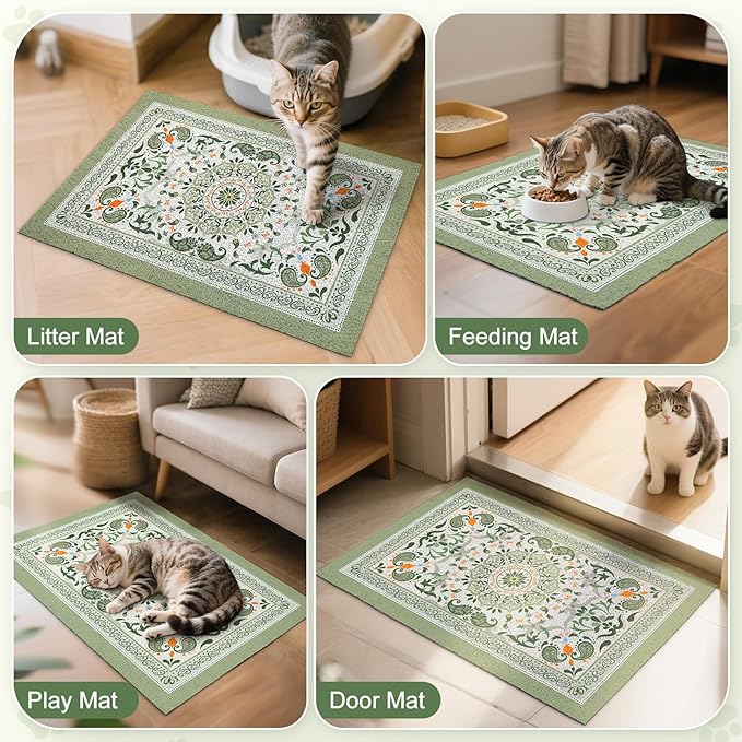 Unicorn Catcher Cat Litter Mat 40" x 30" Non-Slip Litter Box Mat Washable - Image 7