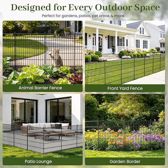 10 Panels No Dig Decorative Outdoor Garden Fence - Image 8