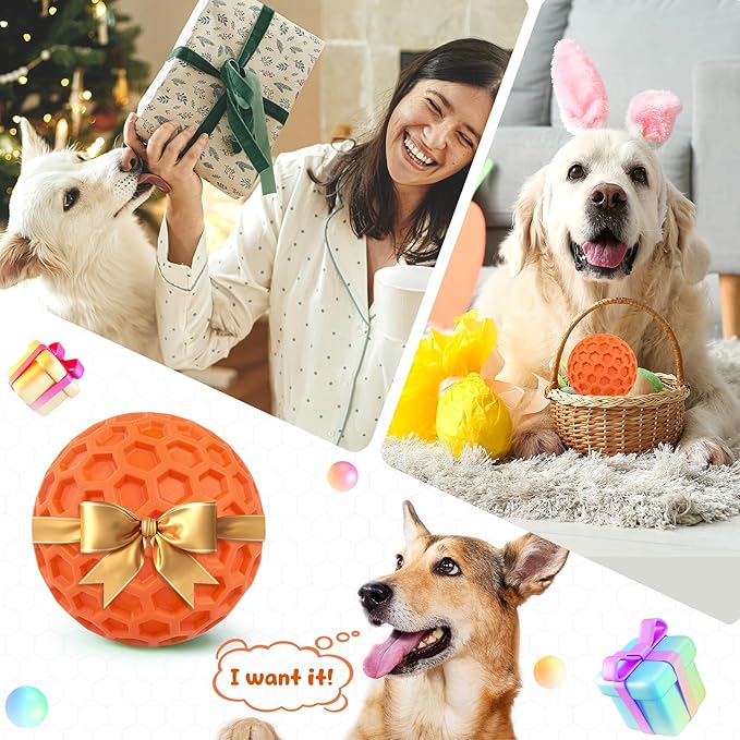 Squeaky Dog Toys for Aggressive Chewers, Indestructible Dog Balls for - Image 8