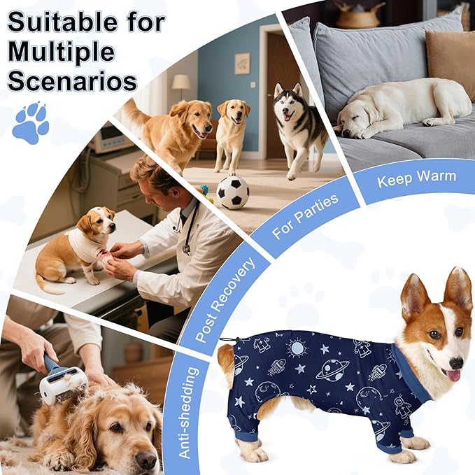 Bienbee Dog Pajamas, 4 Pack Dog Recovery Suit Shedding Suit Cute Soft Puppy - Image 7