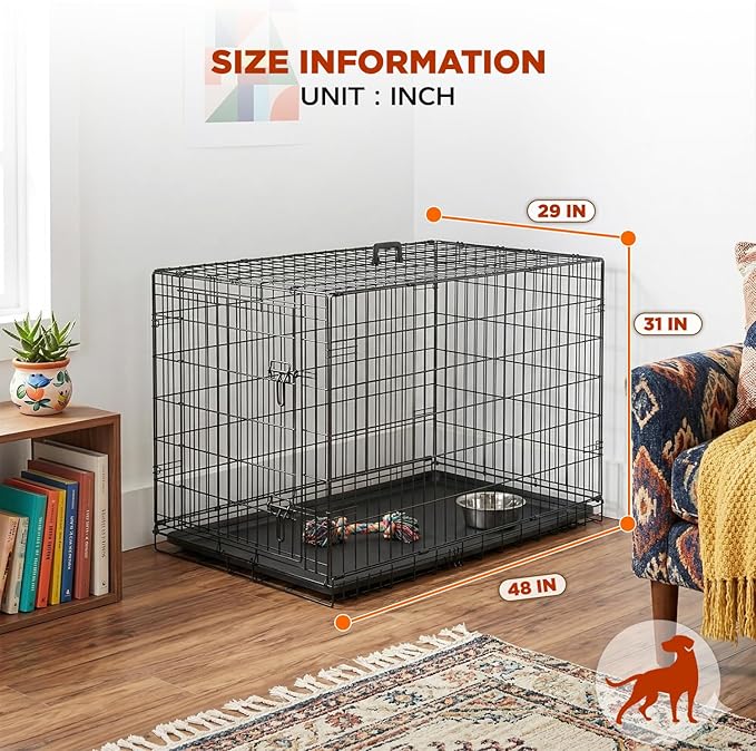 BestPet | Dog Crate | 48" | Black | Foldable Metal Kennel - Image 7