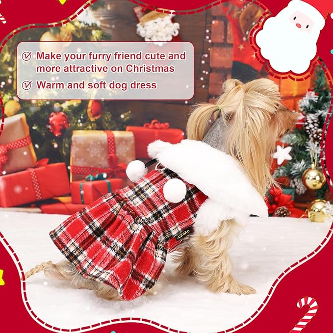 Sebaoyu Dog Sweater Dress, Winter Cute Warm Fleece Dog Sweater Dresses - Image 7