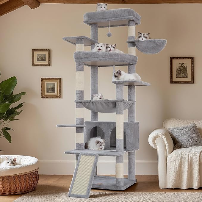 Heybly Tall Cat Tree for Large Cat, 80-inch Multi-Level Cat Tower for Indoor - Image 9